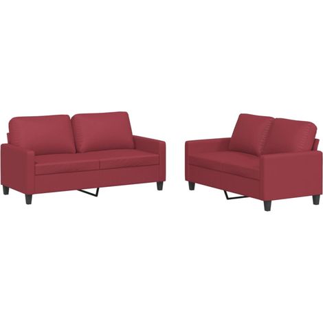 Maison Exclusive - Set di Divani 2 pz con Cuscini Rosso Vino in Similpelle