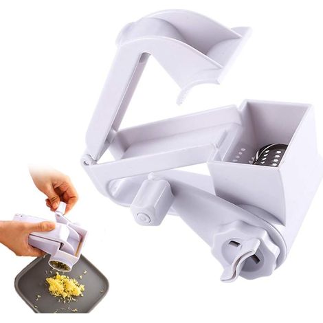 Râpe à fromage rotative en acier inoxydable, trancheuse à fromage de qualité alimentaire, trancheuse à beurre et à fromage, broyeur à noix et à ail, accessoire de cuisine, blanche (1/5)