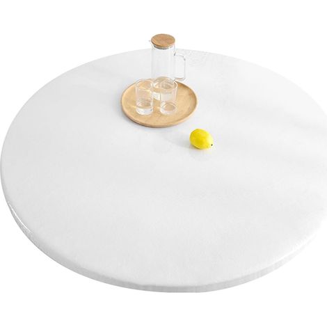 Mantel transparente de TPU, 120 cm, redondo con elástico, impermeable, protector de mesa para oficina, mesa, mesa de comedor