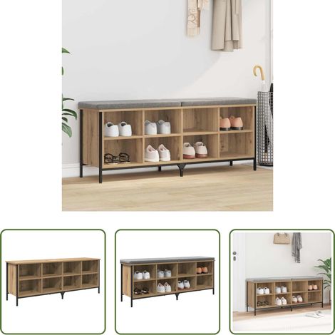 vidaXL Meuble de rangement - Cabinet à chaussures Chêne artisanal 131 x 35 x 50 cm (1/5)