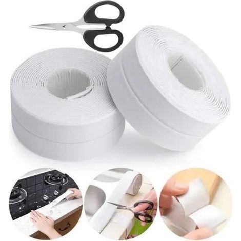 2 pcs Bande D'étanchéité Salle de bains joint silicone blan ruban baignoire PE auto-adhésive cuisine (expedier de la france ) (1/3)