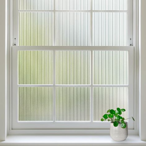 Sichtschutzfolie für geriffelte Glasfenster, selbstklebende, mattierte Fensterfolie, UV-Schutz, Wärmedämmung, geeignet für Bad und Wohnzimmer, 45 cm × 200 cm