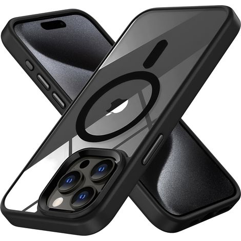 Magnetische Hülle mit Magsafe für iPhone 15 Pro, Schwarz (1/5)