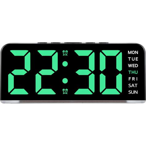 Réveil Matin Digital LED avec Grandes Chiffres, Lumière Réglable et Température, Alarme 12/24H, Port de Recharge USB, Gros Chiffres Réveil Lumineux pour Dormeurs Profonds et Chambre Moderne (1/5)