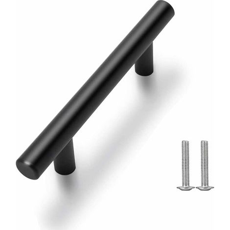 10 Pezzi Pomelli per Porte in Acciaio Inossidabile Nero Maniglia per Mobili con Viti per Mobili da Cucina Cassetto Cucina Decorazioni per la Casa Distanza dal Centro Foro a Foro 96mm (1/4)