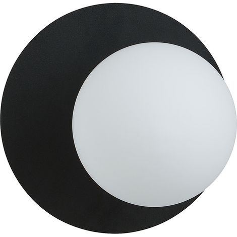 Lampada Da Parete Contemporanea Ippolita 1 Luce In Acciaio Nero E Vetro Opalino (1/5)
