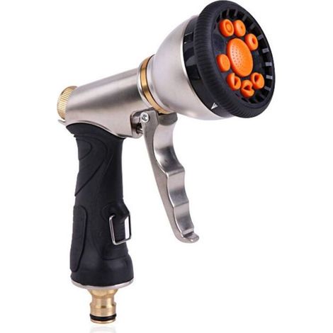 Pistolet d'arrosage en métal, pistolet pulvérisateur haute pression pour jardin, 9 modes d'arrosage réglables, pour arroser les plantes, nettoyer les trottoirs et laver les voitures (1/3)