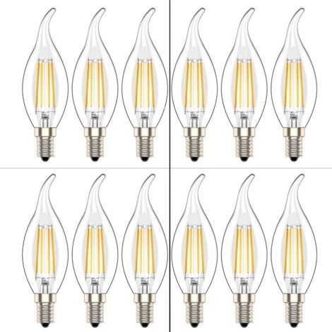 Filiyano-Ampoule LED E14 à effet flamme, en forme de bougie, blanc chaud (2700K), 4W équivalent à une ampoule à incandescence de 40W, lot de 12 (1/5)