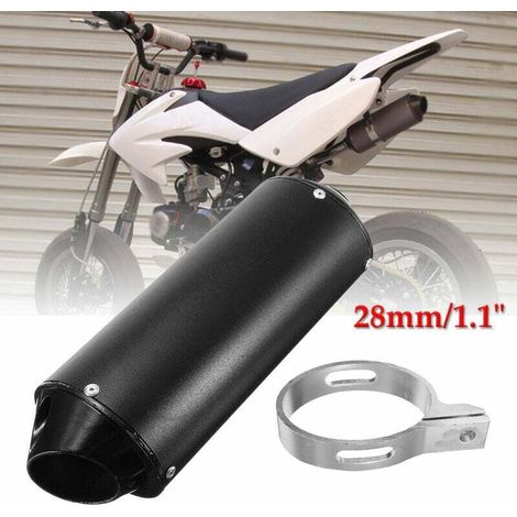Tubo di scarico silenziatore in alluminio da 28 mm – Compatibile con motori a 4 tempi da 90cc a 150cc – Lunghezza 25,5 cm – Nero – Crezuo