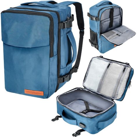 Zaino da viaggio 40x20x25 cm per aereo, bagaglio a mano leggero - blu