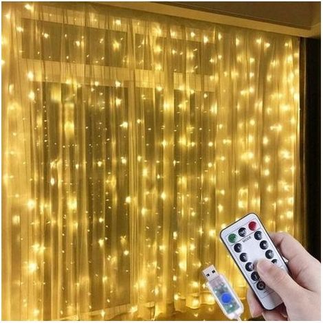 3x3 m Lichterkette für den Außenbereich, 300 LEDs, USB-Anschluss, Weihnachtsdekoration für Fenster (1/5)