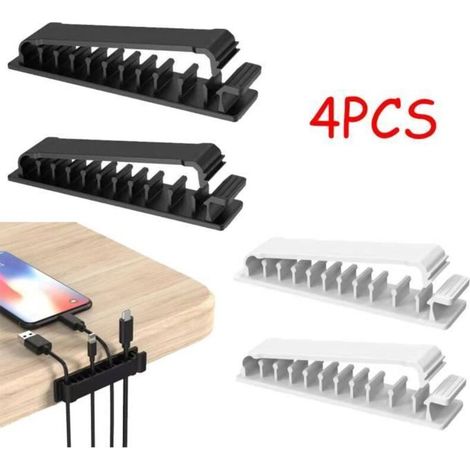 Organisateurs de Câble - Non spécifié - Clips Auto-adhésifs - PVC - Noir/Blanc - 4 pièces