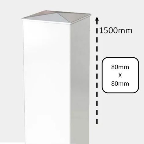 Gefradis – Pilier de portail PVC à sceller – Remplissage béton pour rigidité – Hauteur 150 cm – Largeur 8 cm – Couleur blanc