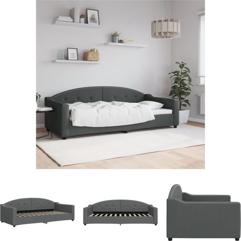 The Living Store Tagesbett Dunkelgrau 90x200 cm Stoff - Betten & Bettgestelle (1/5)