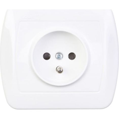 Prise simple Simon Akord avec ou sans obturateur de rail 16A IP20, blanche AGZ1ze/11