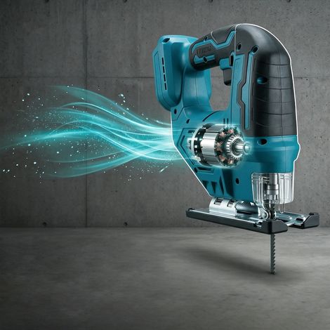 FLITI 21V 300W 3500RPM Cordless Jigsaw with 2 Batteries, Adjustable Blade, Cuts Wood, Metal, and Plastic, Blue (1/5)
