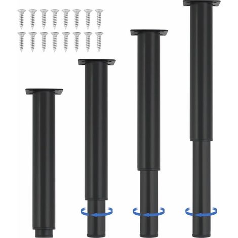 Lot de 4 Pieds de Meubles Réglables Métal, Hauteur 25,441,6 cm, Pieds Robustesse Extra pour Lit, Canapé et Meubles (1/5)