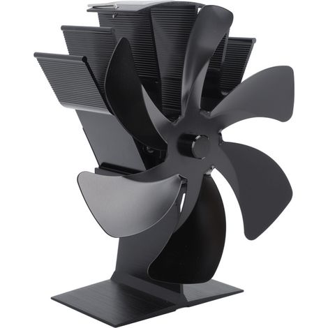 Ventilateur vertical pour poêle, 6 pales, ventilateur thermique à circulation d'air rapide et chaude, poignée intégrée, noir. (1/5)