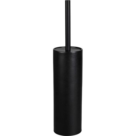 BEBUSINGOTO Juego de escobillero de cerámica para inodoro, incluye escobilla con cabezal de silicona, funda de plástico flexible, 9 x 39 cm, negro atemporal (1/4)