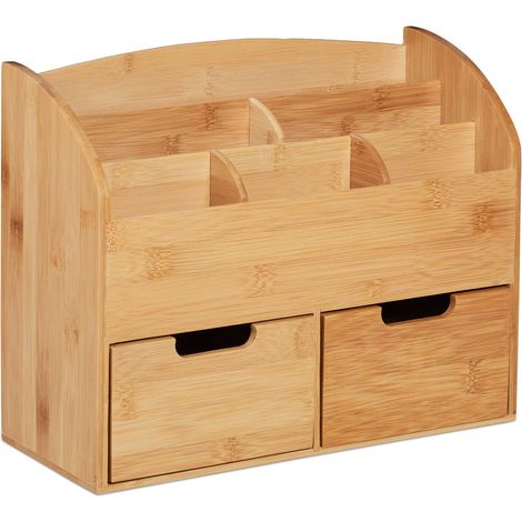 Organizer da scrivania con cassetti uso pratico dimensioni 30 x 25 x 20 cm atmosfera naturale in bambù 130008534