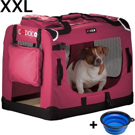 Dog carrier xxl dark red 90x60x66cm folding design