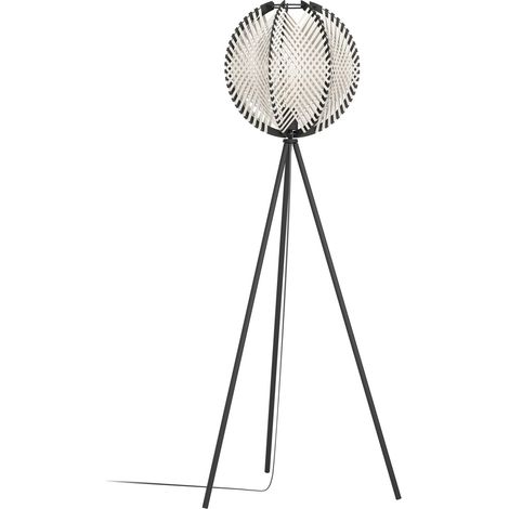 Lampadaire trépied, luminaire intérieur sur pied en bois noir (1/4)