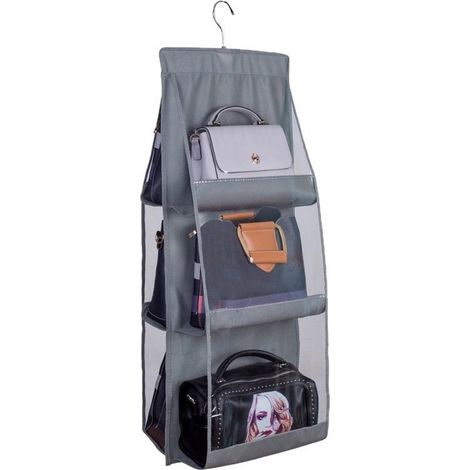 Sac de rangement - Organisateur de placard - Organisateur de placard suspendu - Pliable - 6 compartiments - Gris 6 compartiments (1/5)