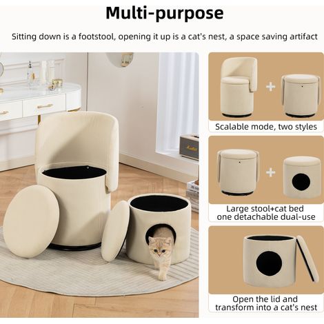 Fauteuil rembourré pivotant 360° maquillage avec rangement,siège doux multifonction chambre salle à manger-Da