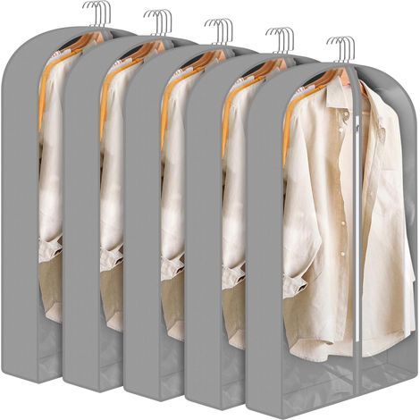 Lot de 5 housses de vêtements avec fermeture éclair - Anti-poussière - En PEVA transparent - Pour sacs de costume - 60 x 100 x 10 cm (1/5)