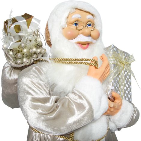 Costume de Père Noël Champagne 144292 Décoration 90H cm Mini Lumières et Sons