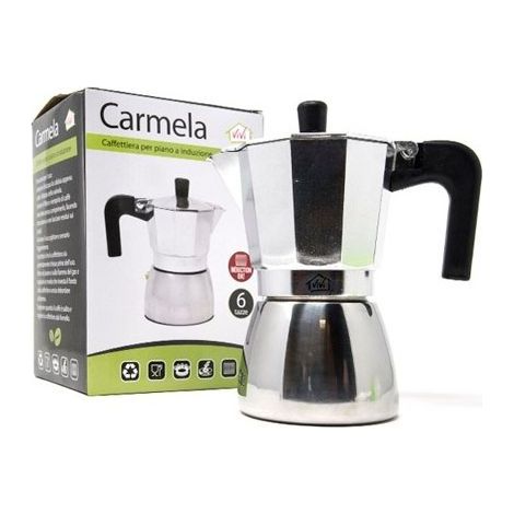Caffettiera per piano ad induzione 6 tazze in acciaio Inox Carmela