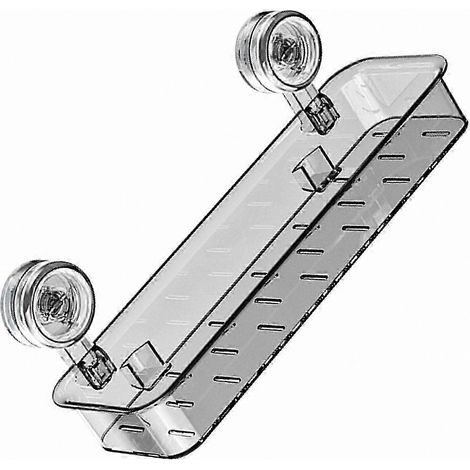 Étagère à ventouses étanche avec trou de drainage, idéale pour ranger gel douche, flacons, pots et porte-savons. Gris transparent. Rangement pour la maison. (1/5)