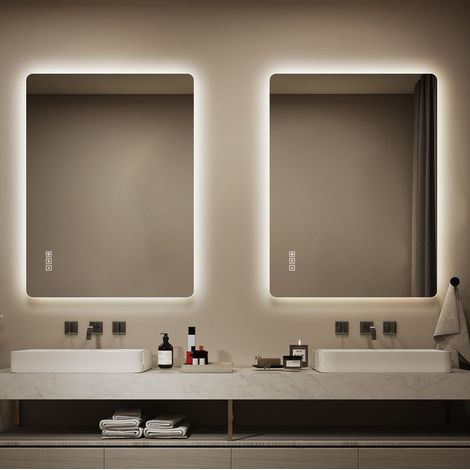 Specchio LED bagno 60 x 80 cm senza telaio, antiappannamento, dimmerabile, 3 luci HAVRYA (1/5)