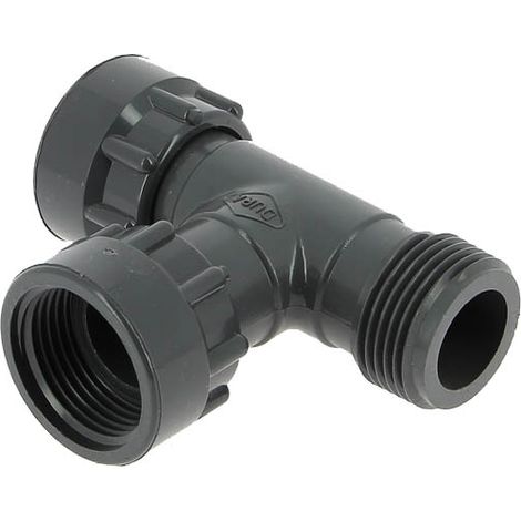 Té PVC union démontable femelle-femelle-mâle 1" – Raccord d'évacuation 26-34 – Filetage 1" pour chantiers humides (1/2)