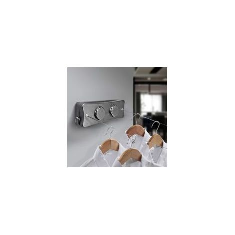 Linghhang – Corde à linge rétractable 5m – Lignes en acier inoxydable 304 – Fixation murale avec accessoires – Pour intérieur et extérieur (1/2)