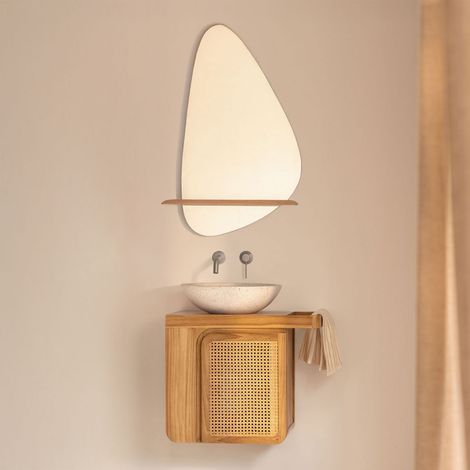 Ensemble meuble de salle de bain suspendu 60x40 cm en bois de teck Georgy SKLUM