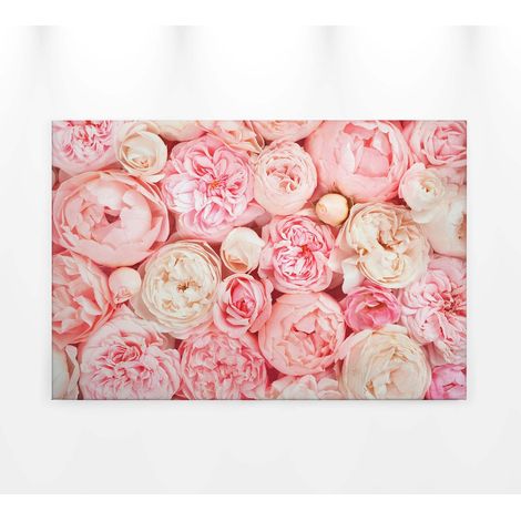 Tableau fleur romantique rose | Tableau sur toile rose chambre fille | Tableau fleuri rose & blanc idéal deco salon & bureau 0,9 x 0,6 m (1/5)