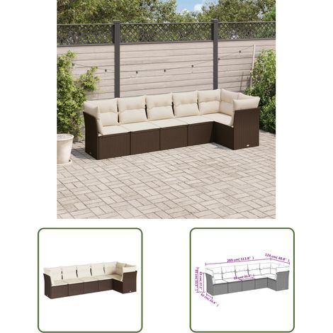 The Living Store 6-tlg. Garten-Sofagarnitur mit Kissen Braun Poly Rattan - Gartensofas - Outdoor Möbel - Gartenmöbel Set - Rattan Sofa - Lounge Set