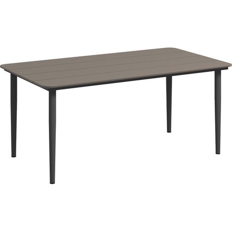 Garden Table, Outdoor Dining Table for 6 People, 160 x 90 x 74 cm, with Rust Resistant Metal Frame, WPC Top, for Balcony, Terrace, Dark Grey (1/5)