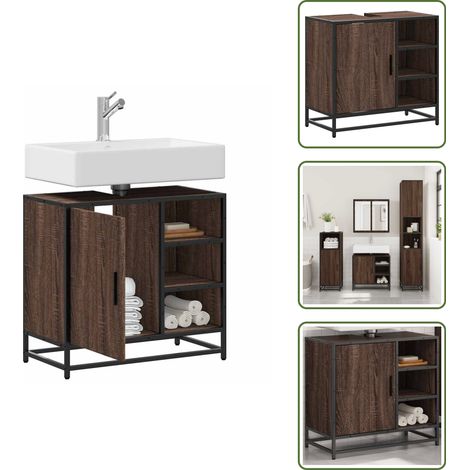 Baño retro - vidaXL Mueble de lavabo madera de ingeniería roble marrón 65x33x60 cm - Mueble de baño marrón