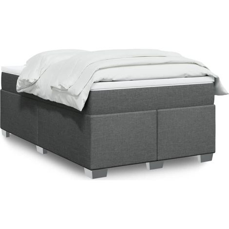 Cama box spring con colchón tela gris oscuro 120x200 cm