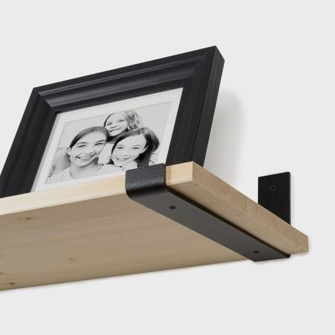 Support en acier époxy noir, support de cloison mural, cadre de support porteur, support d'étagère, support en L, hauteur 10,3 x profondeur 25,4 cm (1/4)