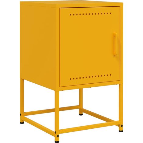 Maison Exclusive - Mesita de noche acero amarillo mostaza 36x39x6