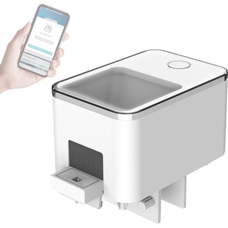 Alimentador automático con conexión WiFi para peces de colores en acuarios, de gran capacidad (100 ml), controlable mediante una aplicación móvil. (1/5)
