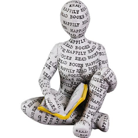Sculpture de Figurine pour Étagère, Abstraite Lecture Femme Lisant Sculpture de Statue Peinte à la Main, Artisanat Décoratif de Bureau Simple Bibliothèque Décoration Ornements D'étagère (4) (1/4)
