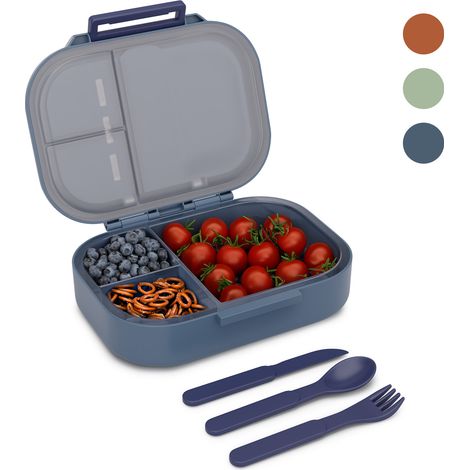 Klarstein Bunko - Lunchbox, 3 scomparti, incl. 3 pz. Posate ca. 21 x 14,5 x 5,5 cm (LxAxP)