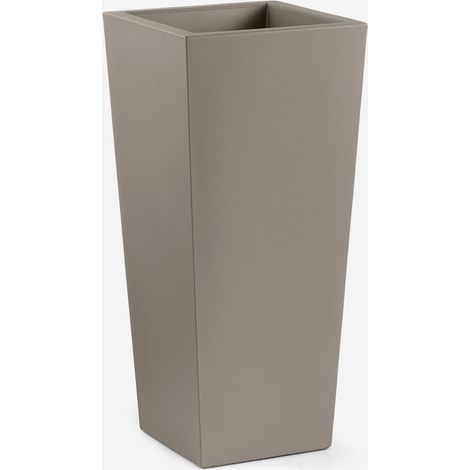 Vaso alto quadrato da esterno in polietilene resistente Gaia 100 - Beige (1/3)