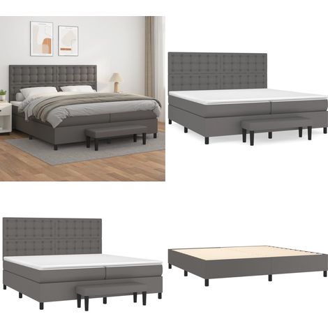 Boxspringbett mit Matratze Grau 200x200 cm Kunstleder - Boxspringbett - Doppelbett - Betten - Schlafsofa - Luxusbett - Home & Living (1/5)
