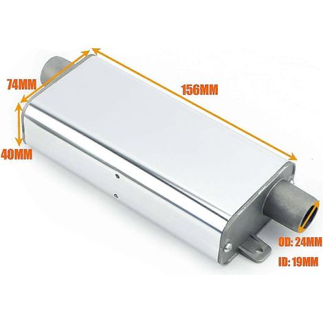 24-mm-Schalldämpfer, S-förmig gebogen, für Diesel-Standheizung, Abgasrohr aus Aluminiumlegierung, klein, mittel, groß, für Pkw, Lkw, Wohnmobil – Mittel, Silber