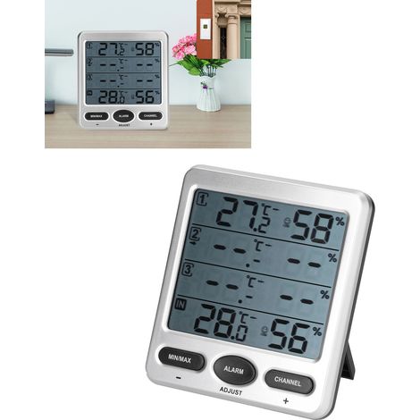 TS-WS-10 Drahtloses digitales Thermometer und Hygrometer mit 3 Fernsensoren, hochpräzisem LCD-Bildschirm für den Innen- und Außenbereich, ideal für das Babyzimmer. (1/5)